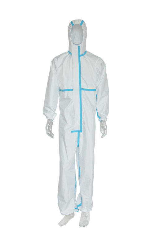 Woven Material+Barrier Coating Membrane+Tricot Disposable Coverall With Tape TTK-A04